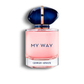 My Way by Armani 90ml Eau de Parfum bottle with pink fragrance and navy blue cap, ideal for women seeking a floral and elegant scent.