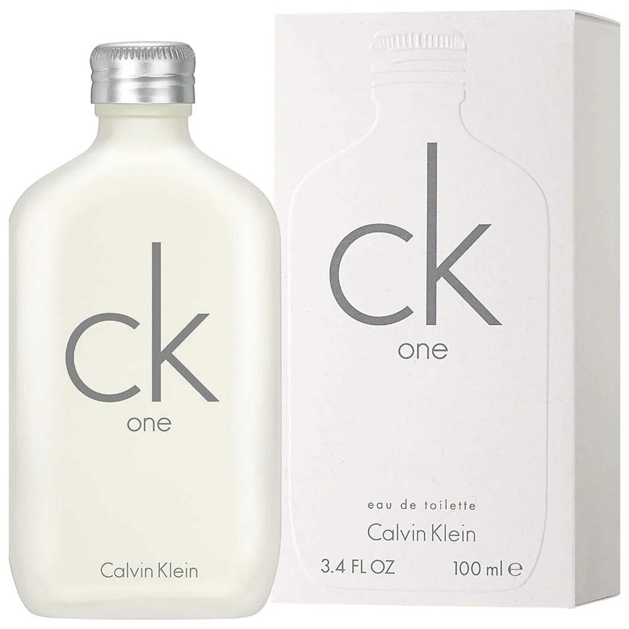 Calvin Klein CK One Eau de Toilette 100ml with box packaging, showcasing its clean, modern aesthetic for men and women.