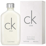 Calvin Klein CK One Eau de Toilette 100ml with box packaging, showcasing its clean, modern aesthetic for men and women.